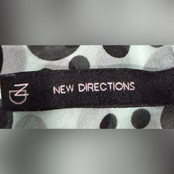 Aqua Black Polka Dot Sheer Blouse Hi Low Roll Tab Sleeve Small - Picture 6 of 7